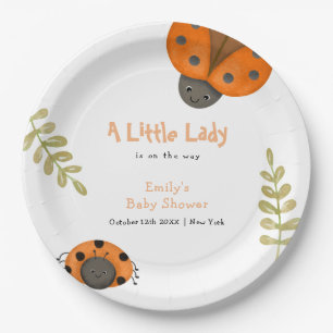 Forest Watercolor Little Ladybug Baby Shower Paper Plate