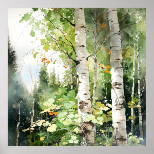Forest Watercolor Painting Art Print 