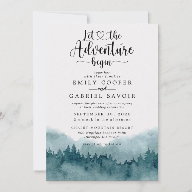 Forest Watercolor Wedding  Invitation (Front)