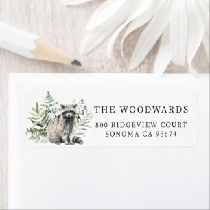 Forest Watercolor Woodland Racoon Return Address