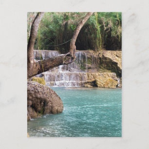 Forest Waterfall & Lagoon, Khoung Si Falls, Laos Postcard