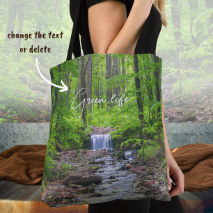 Forest waterfall tote bag