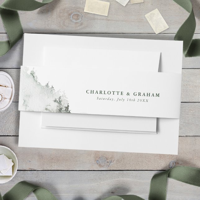 Forest Wedding Belly Band Invitation Belly Band (Simple Minimalist Watercolor Forest Wedding Belly Band
)