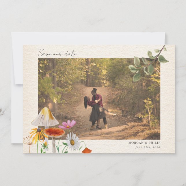 Forest Wedding Photo Save The Date (Front)