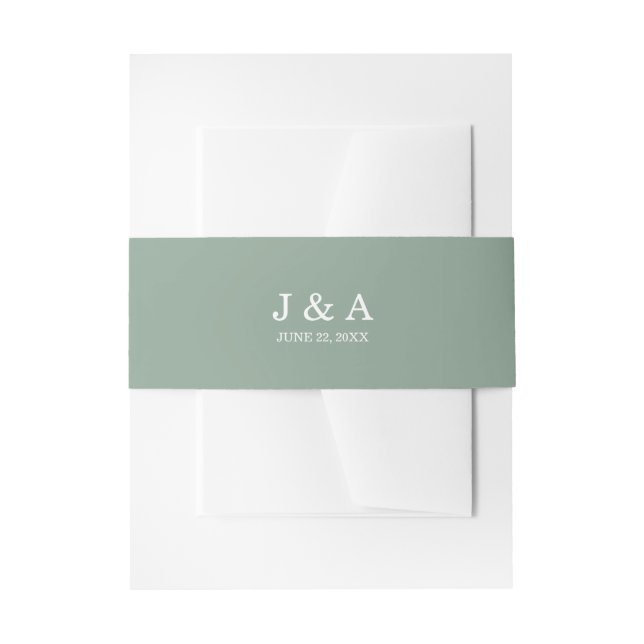 Forest Wedding Rustic Personalised Solid Green Invitation Belly Band (Front Example)