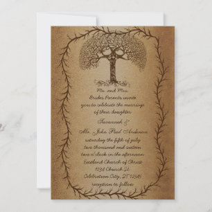 Forest Wedding Tree on Brown Paper Wedding Invitation