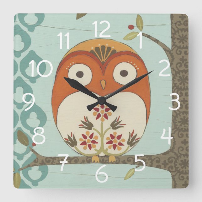 Forest Whimsy I Square Wall Clock (Front)