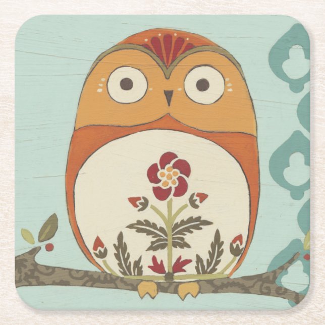 Forest Whimsy II Square Paper Coaster (Front)