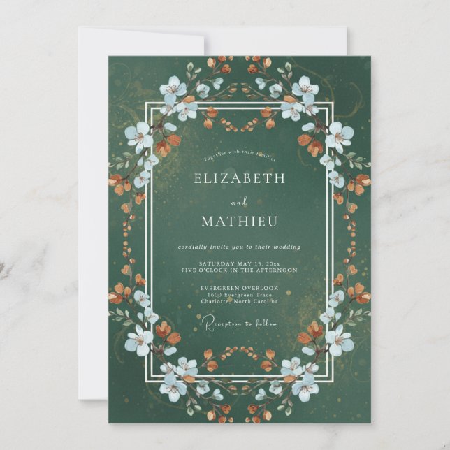 Forest White Blossom Wedding Invitation (Front)