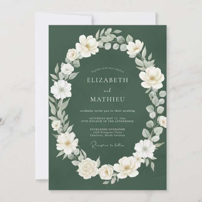 Forest White Petal Wedding Invitation (Front)