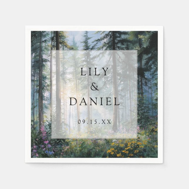 Forest Wildflower Floral Rustic Wedding Napkin (Front)