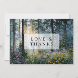 Forest Wildflowers Floral Rustic Wedding Photo Thank You Card