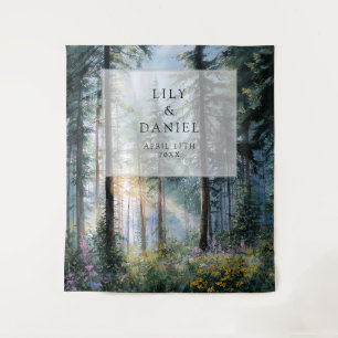 Forest Wildflowers Floral Wedding Photo Backdrop Tapestry