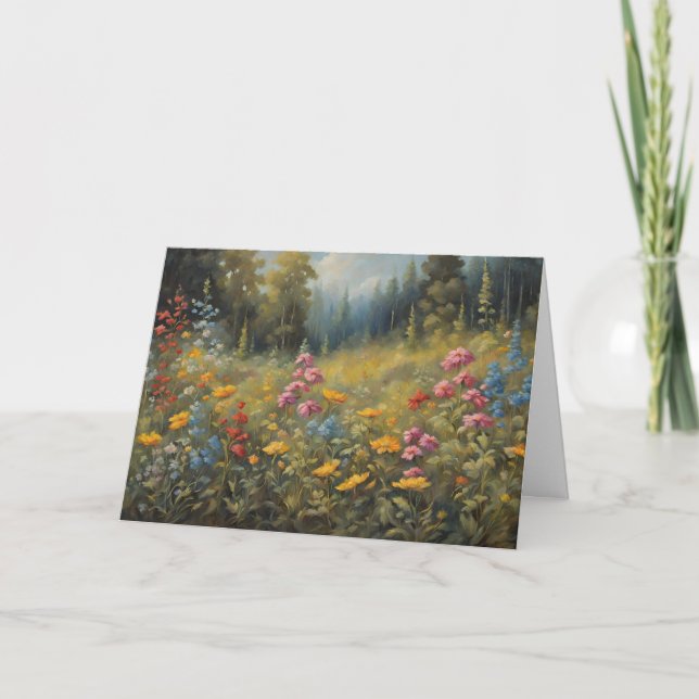 Forest Wildflowers Nature Illustration  Card (Front)