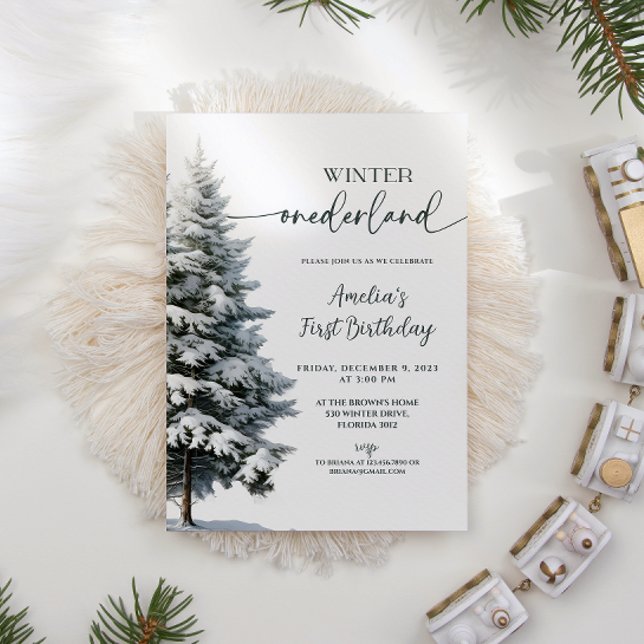 Forest Winter Onederland Birthday Invitation (Creator Uploaded)