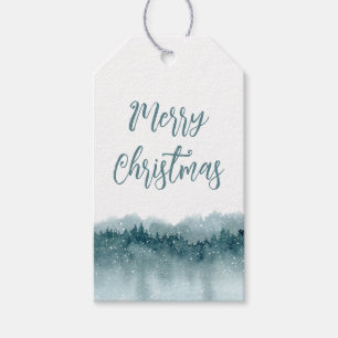 Forest Winter Snow Watercolor Gift Tags