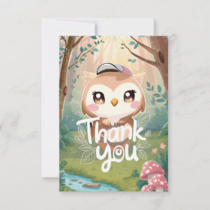 Forest Wishes Owl Thank You Card