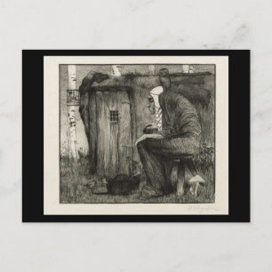 Forest Witch Black and White Art Postcard