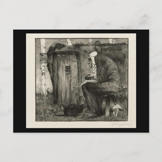 Forest Witch Black and White Art Postcard (Front)