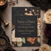 Forest Witch Black Floral Save the Date
