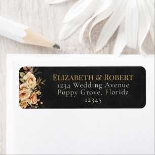 Forest Witch Black Floral Wedding Address Label