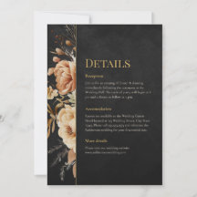 Forest Witch Black Floral Wedding Details Card