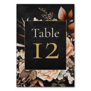 Forest Witch Black Floral Wedding Table Number