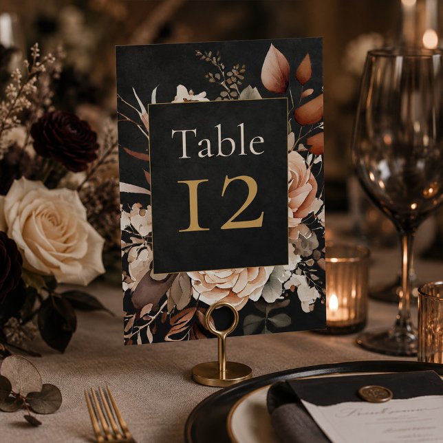 Forest Witch Black Floral Wedding Table Number (Forest Witch Black Floral Wedding Table Number)