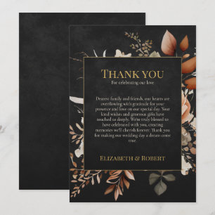 Forest Witch Black Floral Wedding Thank You Card