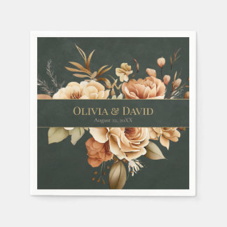 Forest Witch Green Floral Wedding Napkins