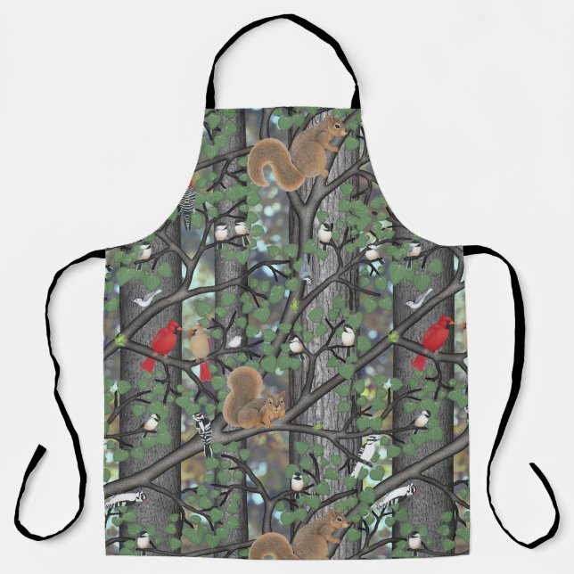 forest with birds and squirrels apron (Front)