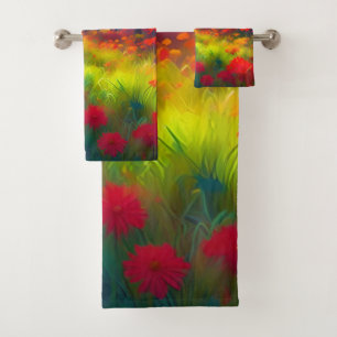 Forest with Colourful Trees And Flowers Bath Towel Set