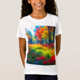 Forest with Colourful Trees And Flowers T-Shirt