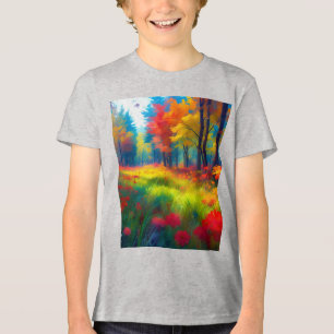 Forest with Colourful Trees And Flowers Tri-Blend Shirt