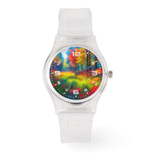 Forest with Colourful Trees And Flowers Watch