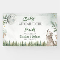 Forest Wolf Baby Shower Large Banner