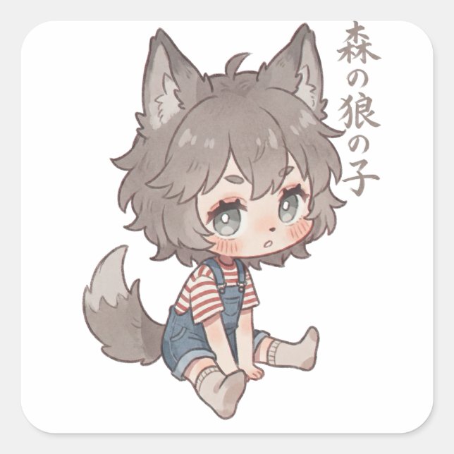 Forest Wolf Child Chibi Sticker  (Front)