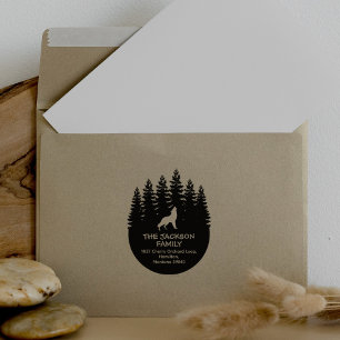 Forest Wolf Family Return Address Rubber Stamp
