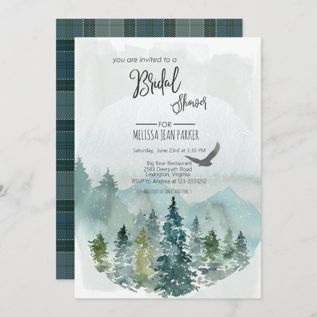 Forest Wonder Rustic Pine Bridal Shower Invitation (Front/Back)