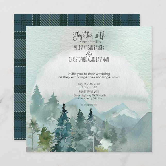 Forest Wonder Rustic Square Wedding Invitation (Front/Back)