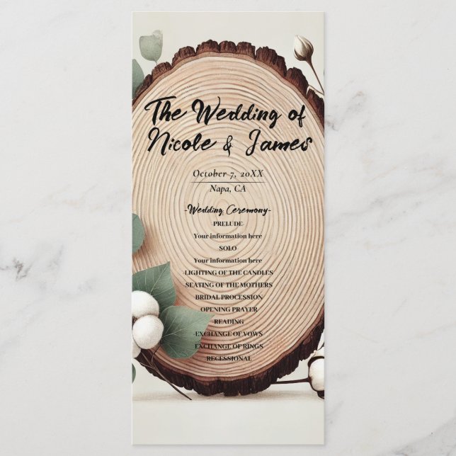 Forest Wood Eucalyptus Cotton Rustic Program Programme (Front)