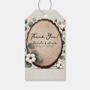 Forest Wood Eucalyptus & Cotton Rustic Wedding Gift Tags