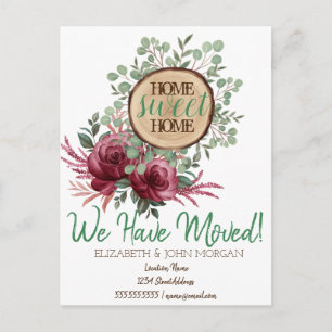 Forest Wood Theme,Roses Home Sweet Home Announcement Postcard