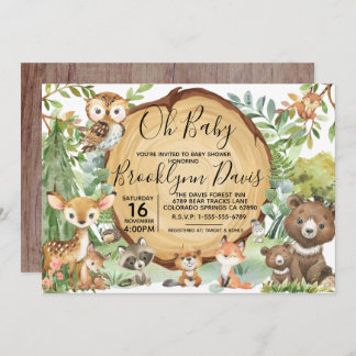 Forest Woodland Animal Baby Shower  Invitation