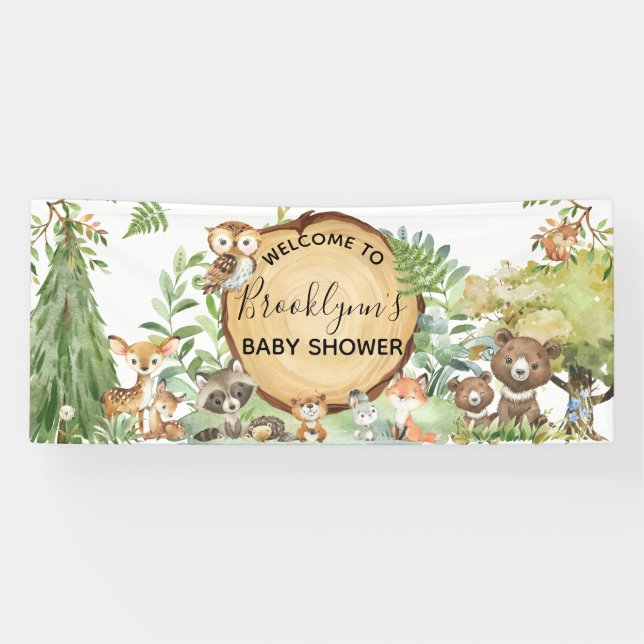 Forest Woodland Animal Baby Shower Welcome Banner (Horizontal)