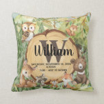 Forest Woodland Animal Monogram Birth Stats Pillow<br><div class="desc">Forest Woodland Animal 
Personalised Monogram Birth-stats Pillow
Perfect gift for someone who is 
having a new baby! Great Baby shower gift
Parents will love it.
Featuring the cutest Forest Animals
Like the Bear,  Deer,  and wise old owl and more.</div>