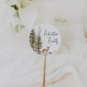 Forest Woodland Animals Adventure Awaits Favour Classic Round Sticker