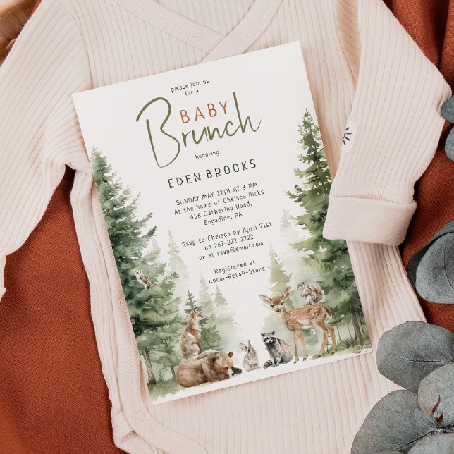 Forest Woodland Animals Baby Brunch Invitation (Creator Uploaded)