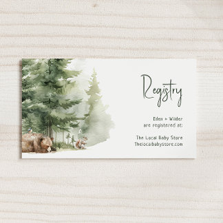 Forest Woodland Animals Baby Registry Enclosure Card