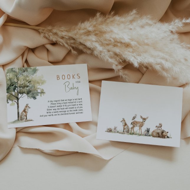 Forest Woodland Animals Baby Shower Books For Baby Enclosure Card (Creator Uploaded)